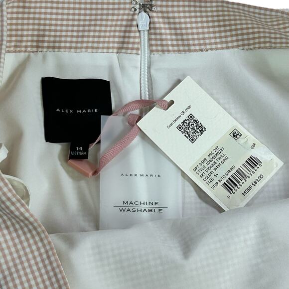 Alex Marie Skirt Size 14 Pink White Gingham Dionne Career Slit Classic Twill - Picture 5 of 10